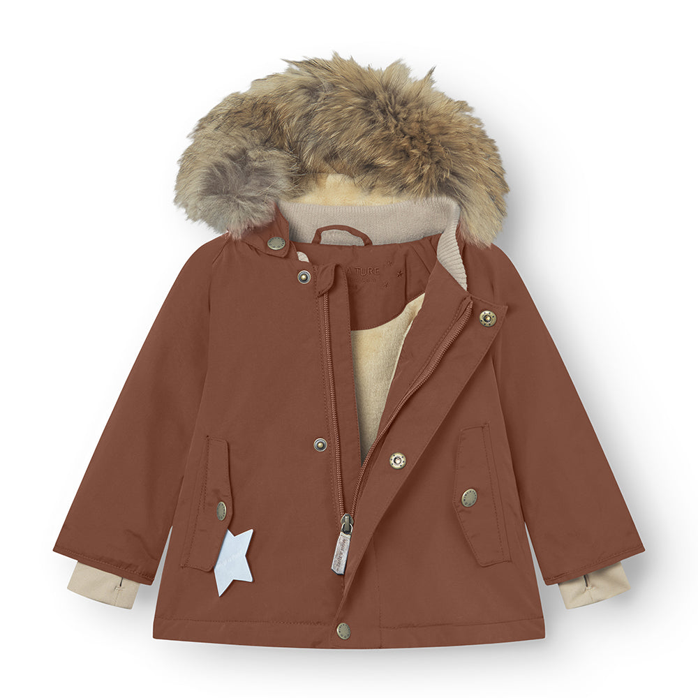 MATWALLY Winterjacke mit Fleecefutter und Fellbesatz. GRS