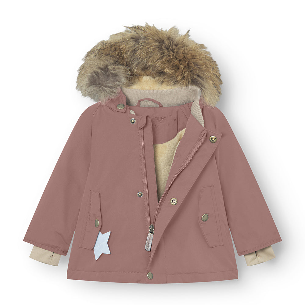 MATWALLY Winterjacke mit Fleecefutter und Fellbesatz. GRS