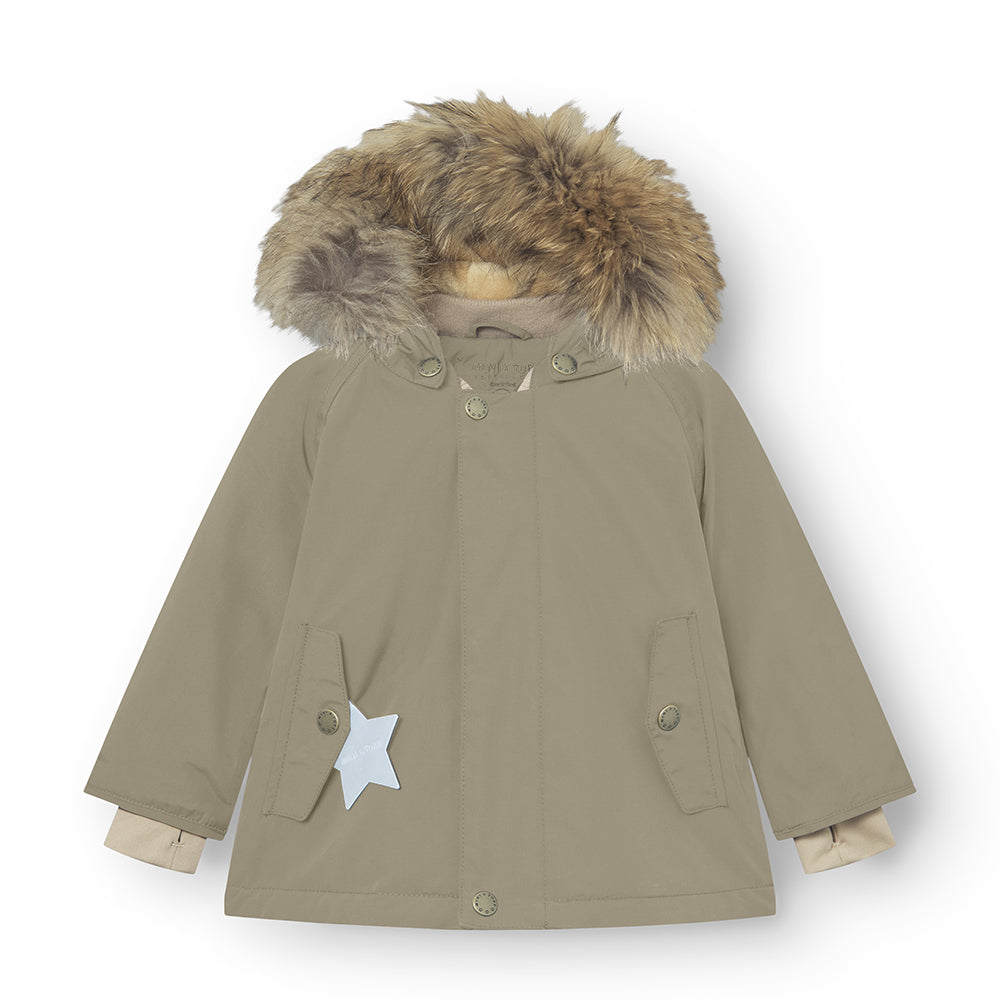 MATWALLY Winterjacke mit Fleecefutter und Fellbesatz. GRS