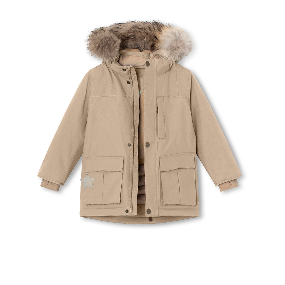 MATKASTORIO Winterjacke mit Fleecefutter und Fellbesatz. GRS