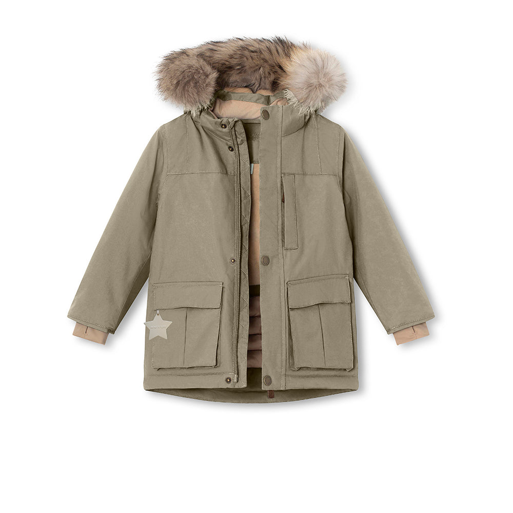 MATKASTORIO Winterjacke mit Fleecefutter und Fellbesatz. GRS