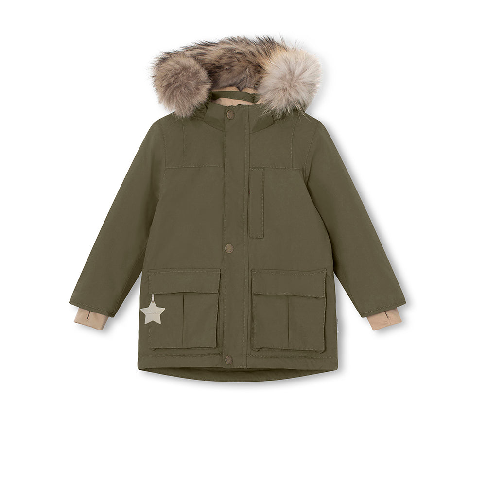 MATKASTORIO Winterjacke mit Fleecefutter und Fellbesatz. GRS