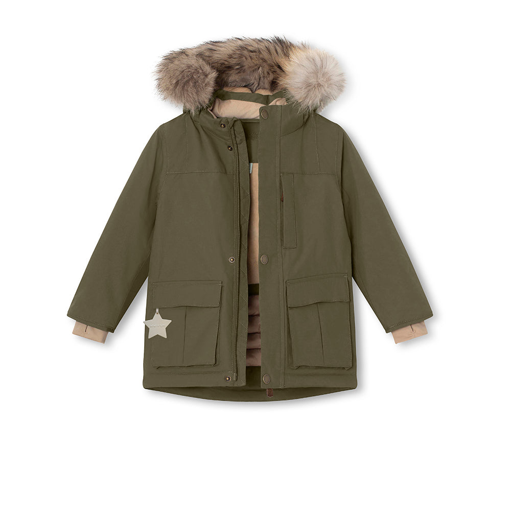 MATKASTORIO Winterjacke mit Fleecefutter und Fellbesatz. GRS