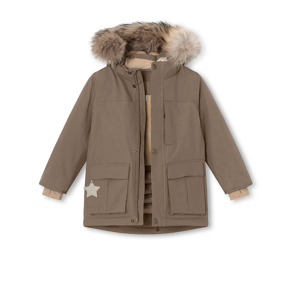 MATKASTORIO Winterjacke mit Fleecefutter und Fellbesatz. GRS