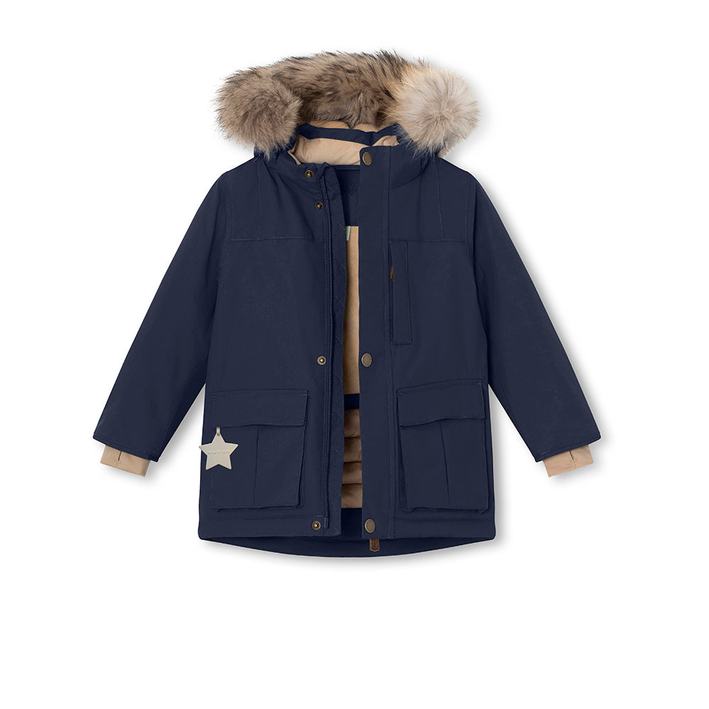 MATKASTORIO Winterjacke mit Fleecefutter und Fellbesatz. GRS