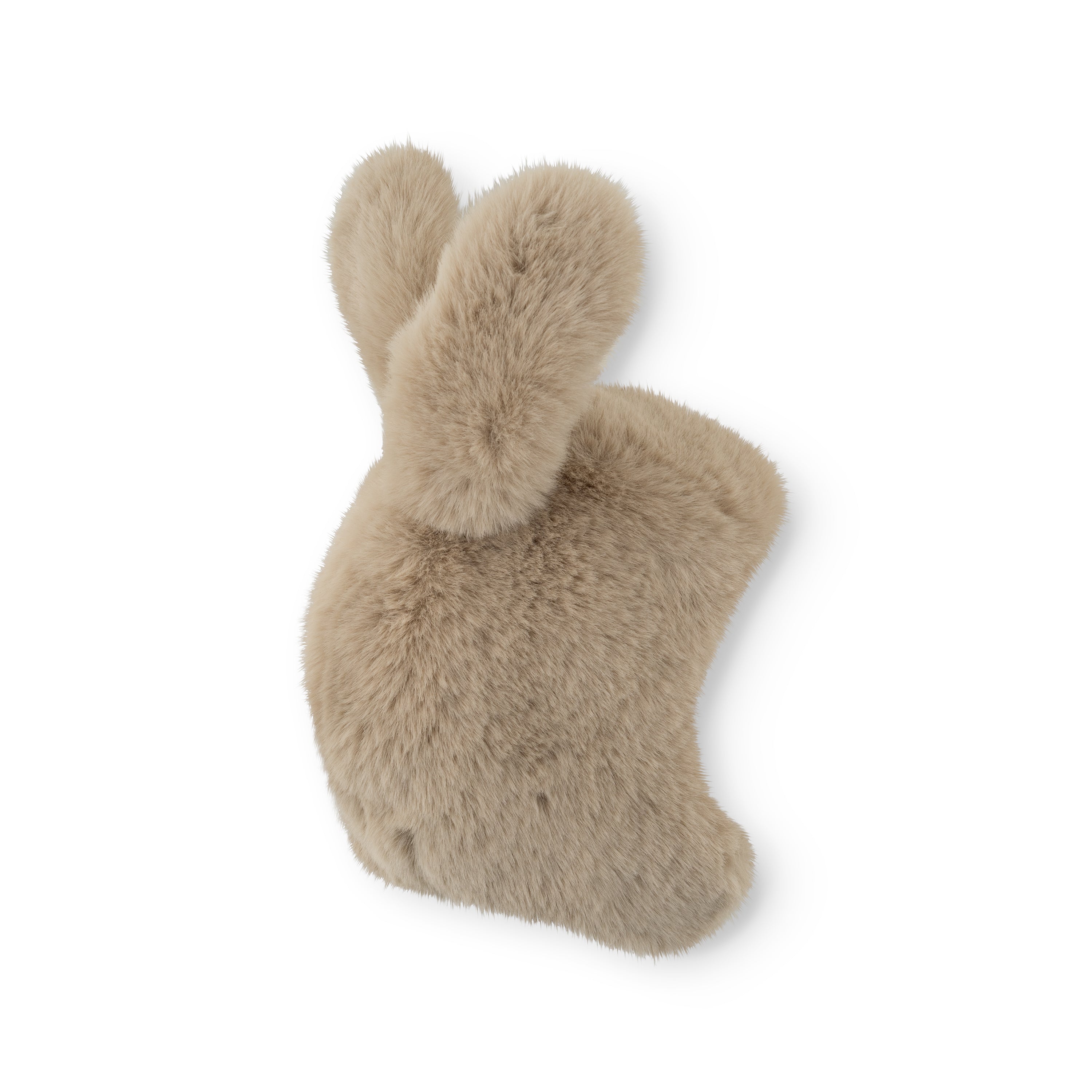 MATLIEN rabbit fleece lined winter hood photographed from above, highlighting the plush texture of the recycled polyester fleece and the playful upright ears that maintain their shape.